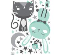 Stickers chat, lapin et oiseaux veilleurs de nuits