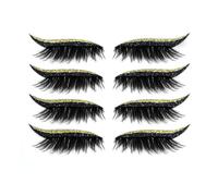 Stickers Cils Auto Adhésifs Activés À L Eau Effet Ombre À Paupières, Réutilisables 3 En 1 Style Eyeliner Et Faux Cils Pour Maquillage Rapide Quotidien Voyage Soirée (gold,8)