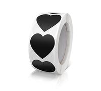 Stickers Coeur Noir Autocollants en Forme de Coeur en Rouleau 25mm Petite Codification par Couleur Heart Sticker pour Mariages Scrapbooking Cadeaux 500 Pièces