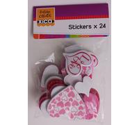 Stickers Coeurs En Mousse Avec Motifs De Couleurs Rose, Blanc Et Rouge X 24