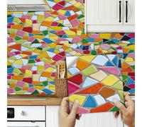 Stickers Cuisine Briques Colorées Credence Adhesive Pour Cuisine,Carrelage Adhesif Mural,Stickers Muraux Cuisine Salle De Bains,Pvc Imperméable Carrelage Adhesif Mural 10 PC(15x15cm)