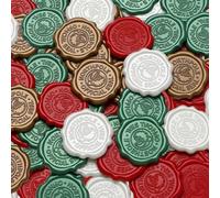 Stickers de cachet de cire, autocollants de cachet pour enveloppe de Noël, lot de 50 autocollants autoadhésifs de cachet de cire antique doré pour prosecco, autocollants ronds parfaits pour une