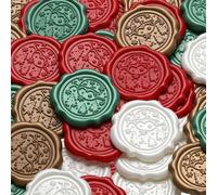 Stickers de cachet de cire, autocollants de sceau pour enveloppe de Noël, lot de 50 autocollants autoadhésifs de sceau de cire doré antique pour prosecco, autocollants ronds parfaits pour une