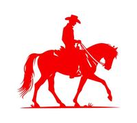 Stickers de gravure Cheval de cow-boy occidental 36x39.4cm Auto-adhésif RoseRouge