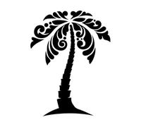 Stickers de gravure Vacances sous les palmiers tropicaux, voyage, plage, mer 34x44.9cm Personnalisation Noir