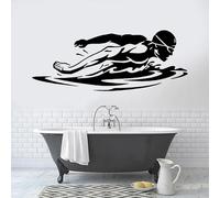 Stickers de natation en vinyle amovibles - décoration idéale pour les amateurs de salle de bain, piscine et sports nautiques. Homme natation, sport inspiré ou design original - taille 73x28cm