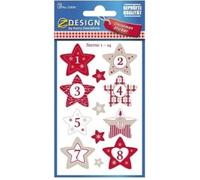 AVERY 52890 Zweckform Calendrier de l'Avent chiffres 24 étoiles (fabriqué en Allemagne, autocollants de Noël, papier, autocollants, chiffres d'étoiles, chiffres de l'Avent n° 1-24)