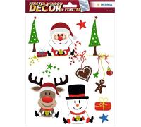 HERMA 15115 Autocollants de Noël pour Fenêtre - Père Noël, Renne, Bonhomme de Neige - Amovibles pour Chambre d'Enfant et Décoration d'Hiver