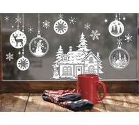 Stickers de Noël - PTIT CLOWN - Bonhomme de neige ou église - Blanc - Décoration de fête - Enfant