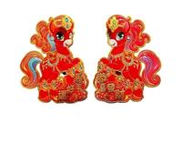 Stickers de Porte 2026, année du Cheval - Décorations 3D floquées for Le Nouvel an Chinois avec Le caractère « Fu », idéales for Une décoration Festive.(Color9)