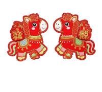 Stickers de Porte 2026, année du Cheval - Décorations 3D floquées for Le Nouvel an Chinois avec Le caractère « Fu », idéales for Une décoration Festive.(Color3)