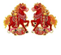 Stickers de Porte 2026, année du Cheval - Décorations 3D floquées for Le Nouvel an Chinois avec Le caractère « Fu », idéales for Une décoration Festive.(Color4)