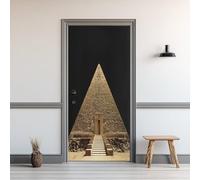 Stickers de Porte Pyramide, Autocollant Porte Rétro égypte Ancienne, Stickers Muraux Auto-Adhésif Amovible PVC Imperméable pour Chambre Salon Salle de Bain Décor 73x205cm