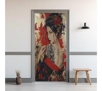 Stickers de Porte Style Japonais, Autocollant Porte, Stickers Muraux Auto-Adhésif Amovible PVC Imperméable pour Chambre Salon Salle de Bain Décor 73x205cm