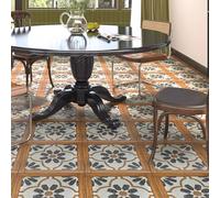 Stickers de sol carrés 45,7 x 45,7 cm (18 x 18 po) - Dalles de sol imperméables autocollantes, lames de revêtement de sol en PVC de 2 mm (0,08 po) d'épaisseur(Style H,60pcs-12.5m²/134.88 ft²)