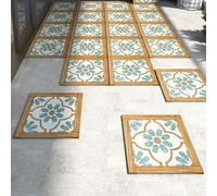 Stickers de sol carrés 45,7 x 45,7 cm (18 x 18 po) - Dalles de sol imperméables autocollantes, lames de revêtement de sol en PVC de 2 mm (0,08 po) d'épaisseur(Style F,76pcs-15.9m²/170.85 ft²)