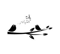Stickers décoratifs finement sculptés Arbre romantique aux branches d'oiseaux chanteurs 54x98.4cm Embellissement mural Noir