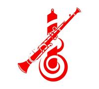 Stickers décoratifs finement sculptés Un logo moderne et élégant mettant en scène une clarinette et des notes de musique parfaites. 49.2x57.8cm Personnalisation Rouge