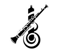 Stickers décoratifs finement sculptés Un logo moderne et élégant mettant en scène une clarinette et des notes de musique parfaites. 49.2x57.8cm Multicolore Noir