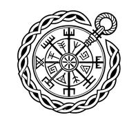 Stickers décoratifs finement sculptés une boussole viking avec des runes et une flèche 54.6x54.7cm Stickers pour vitres Noir