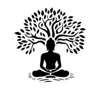 Stickers décoratifs finement sculptés Vie spirituelle, posture du lotus du Bouddha assis 36x37.8cm Ne se décolle pas Noir