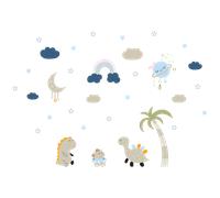 Stickers dinosaures en famille sous les étoiles