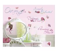 Stickers - Disney - Chambre Princesse - Pré-découpés - Repositionnables - 15 phrases