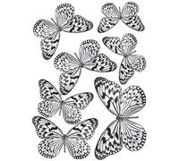 Stickers électrostatiques 21x29,7cm, papillons noirs et blancs, oiseaux.