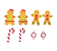 8 Stickers bonhomme pain d'épice et bonbons en feutrine cane à sucre noel MULTICOLORE