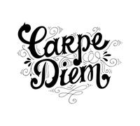 Stickers en vinyle Citation Carpe Diem, impression vintage dessinée à la main 34x43.7cm Décoration artistique Noir