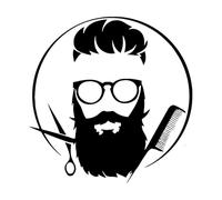 Stickers en vinyle Hommes Barbier Barbe Coupe de cheveux Coiffure Salon de beauté Mode Style 36x36.7cm Possibilité de modifier et d'ajouter des informations Noir