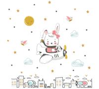 Stickers enfant animaux lapine pilote de ligne