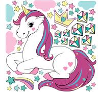 Stickers enfant licorne reine au pays des diamants
