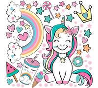 Stickers enfant licorne reine des friandises