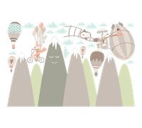 Stickers enfant montagnes scandinaves animaux drôles