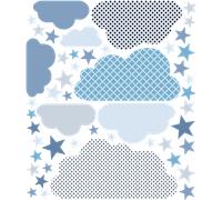 Stickers enfant nuage scandinaves et étoiles brillantes