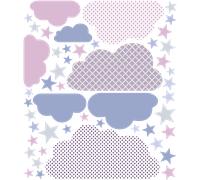 Stickers enfant nuage scandinaves et étoiles brillantes