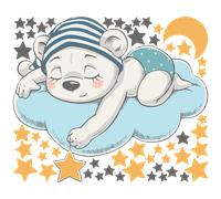 Stickers enfant ourson rêveur et 50 étoiles