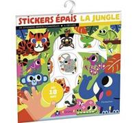 Grund Stickers épais La jungle – Pochette 25 autocollants épais repositionnables, 4 décors, dès 18 mois