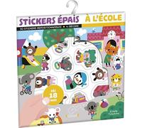 Stickers épais : L'école - Pochette de 30 autocollants épais et repositionnables avec 4 décors - À partir de 18 mois