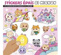 Stickers épais - Si mignon - Pochette de 25 autocollants épais et repositionnables avec 4 décors - À partir de 18 mois