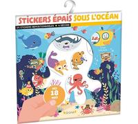 Stickers épais - Sous l'océan - Pochette de 25 autocollants épais et repositionnables avec 4 décors - À partir de 18 mois