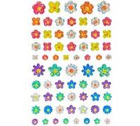 Stickers époxy pailletés fleurs - 68 pièces - de 0,7 à 1,6 cm Multicouleur