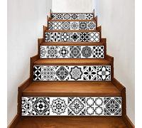 Stickers Escalier Style Noir Et Blanc Tuile D'Arabie 13Pcs / Set 18Cm X 100Cm Escaliers Décoration 3D Autocollant Art Pegatinas De Pared Décor À La Maison Mur
