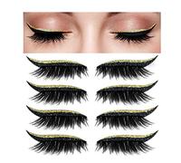 Stickers Eyeliner, Eyeliner Stickers Cils 8 Paires de Stickers Cils Stickers Paupières et Cils Réutilisables Stickers Maquillage Stickers Imperméables (Or)