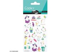 Stickers Fantaisie Cooky - Licorne anniversaire - 1 planche 7,5 x 12 cm G