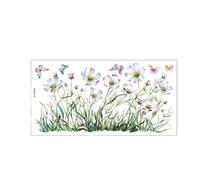 Stickers Fenetre Autocollants muraux peints en forme de marguerites et de papillons, décoration de salon, chambre à coucher