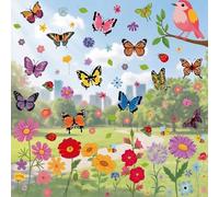 Stickers Fenêtre Printemps Aquarelle 8 Feuilles, Autocollant Fenêtre Statique Réutilisable Motif Fleur Papillon Oiseau, Décoration Vitre Sans Colle pour Salon Chambre Enfant