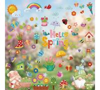 Stickers Fenêtre Printemps Statique Réutilisable, Décoration Fenêtre Motif Papillon Fleur Oiseau, Autocollant Vitre Sans Colle pour Salon Chambre Enfant Baie Vitrée