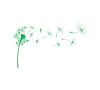 Stickers finement sculptés Champ de pissenlits en fleurs avec des graines volantes 50.4x81.8cm Fourni avec un kit de film de transfert Vert